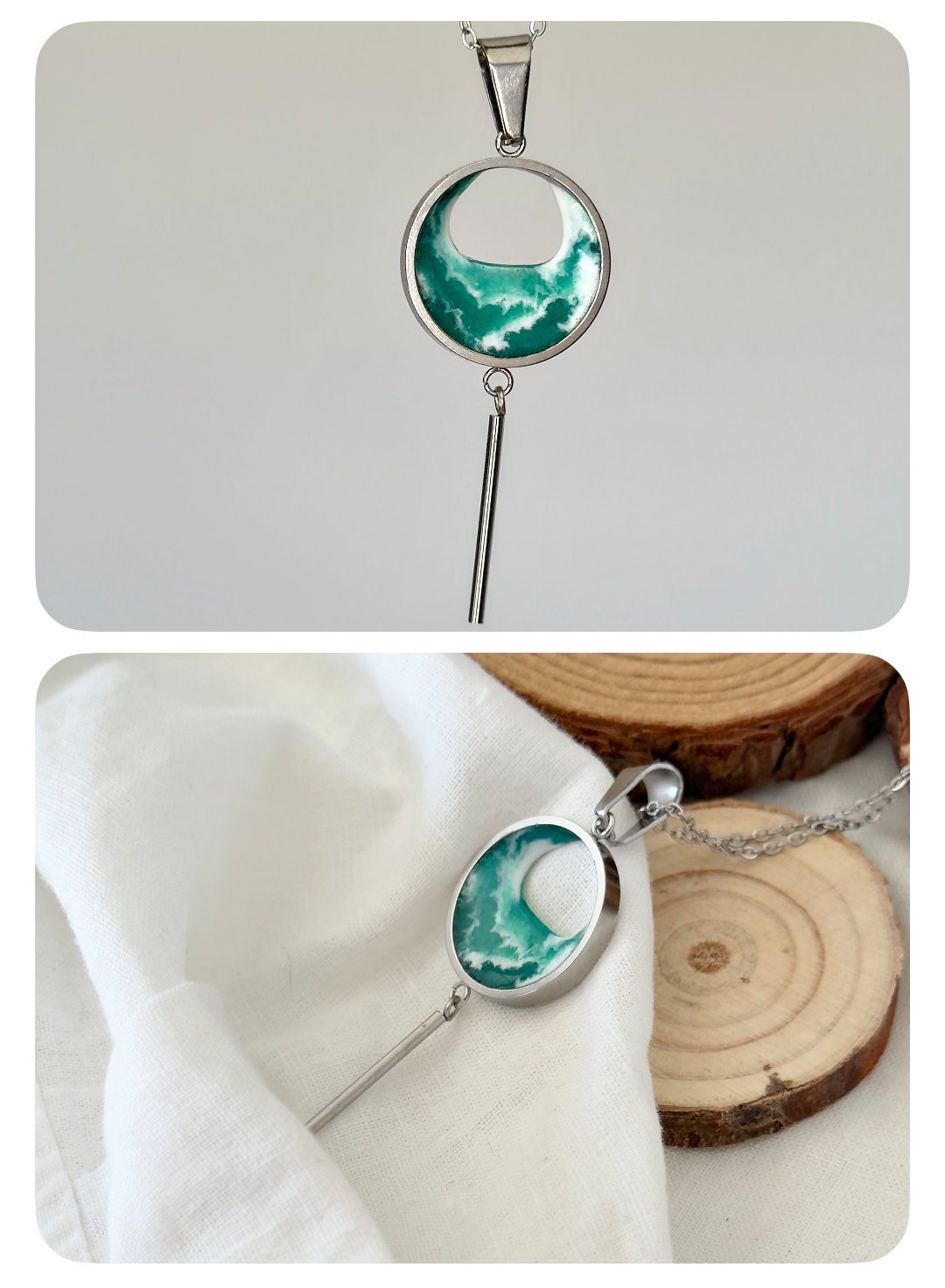 Colgante de acero inoxidable con olas