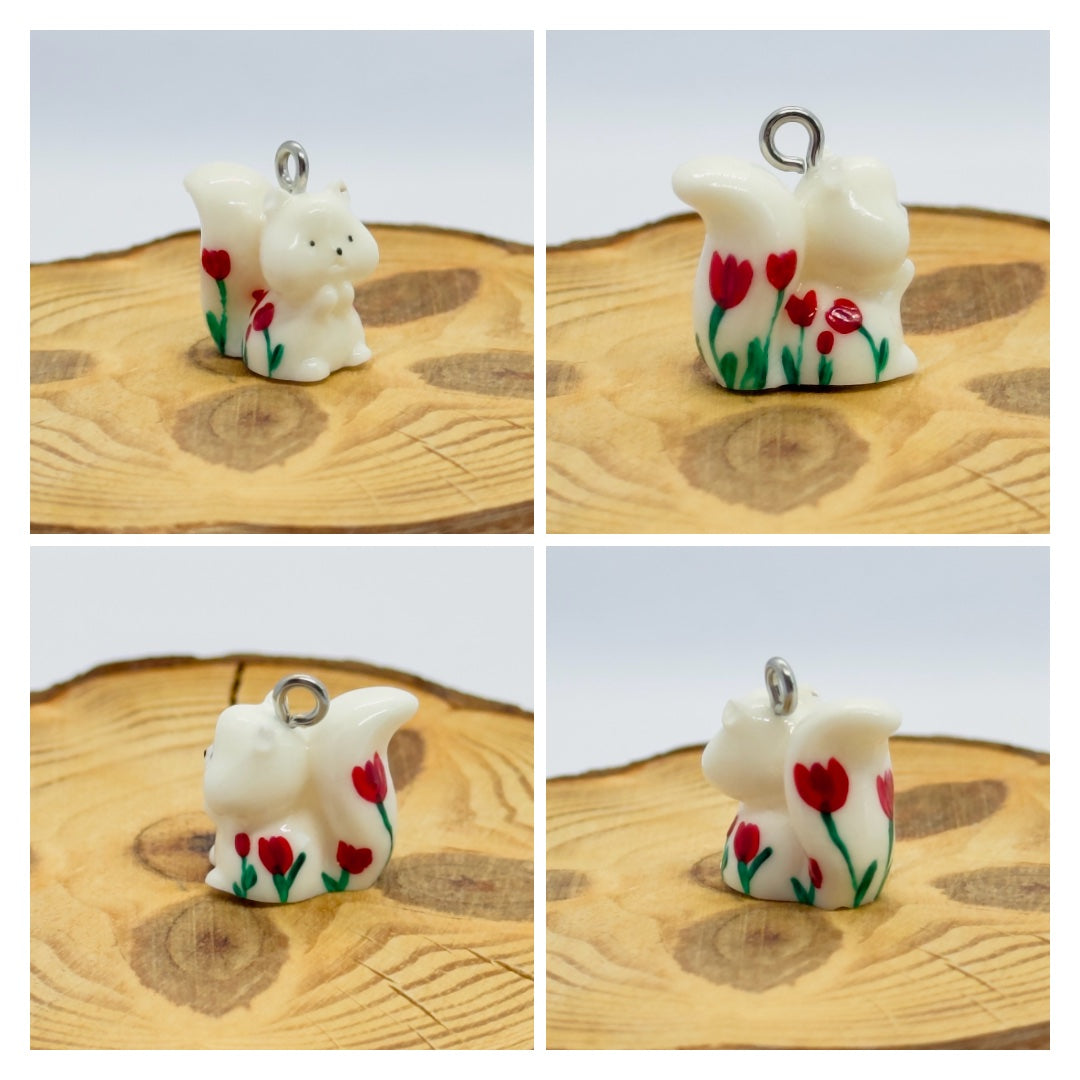 Todos los colgantes con miniatura de animal Ardilla y pintura a mano