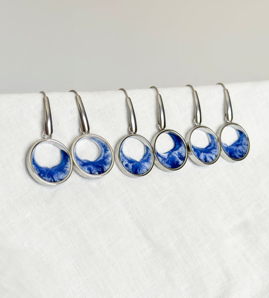 "El mar" Pendientes de acero inoxidable con diseño de olas