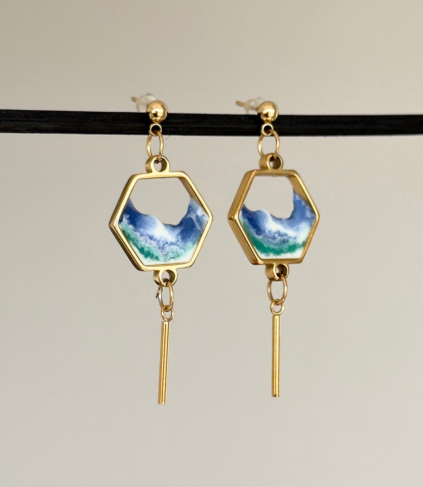 Pendientes de acero inoxidable con olas