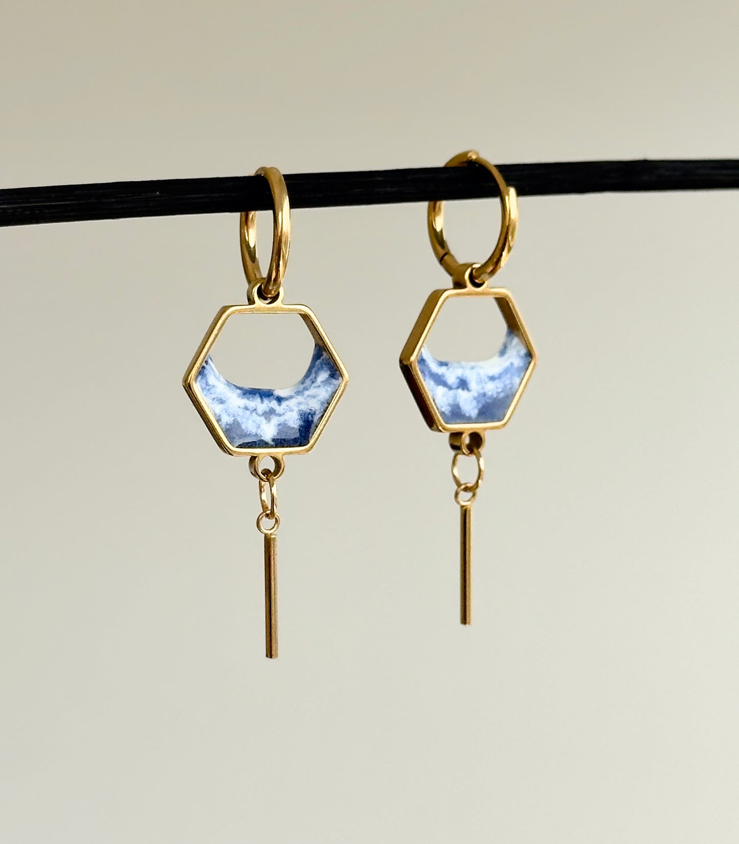 Pendientes de acero inoxidable con olas