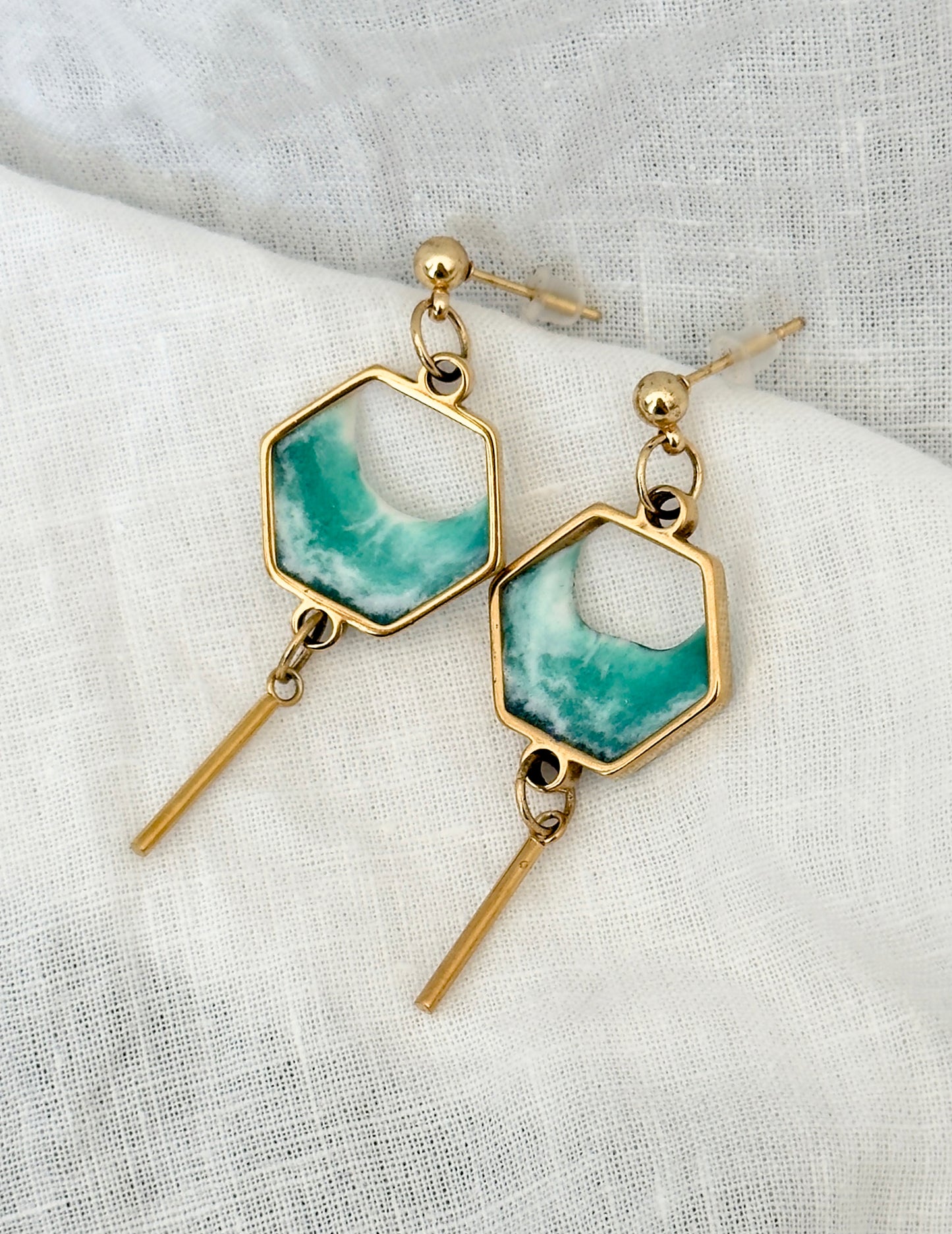 Pendientes de acero inoxidable con olas