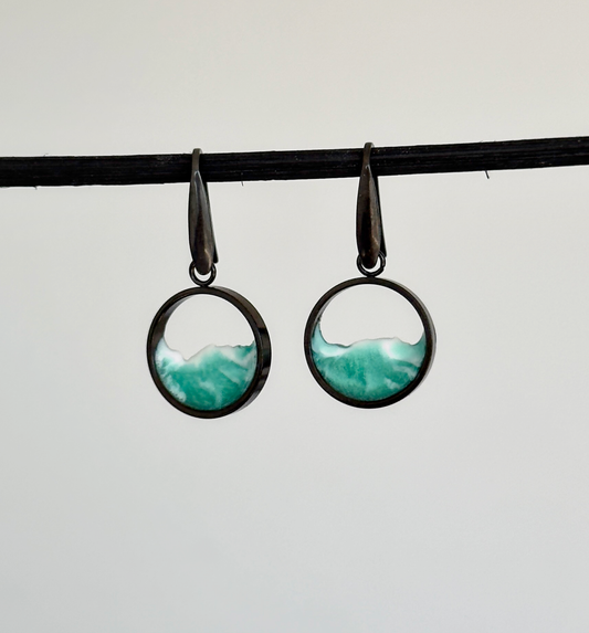 "El mar" Pendientes de acero inoxidable con olas