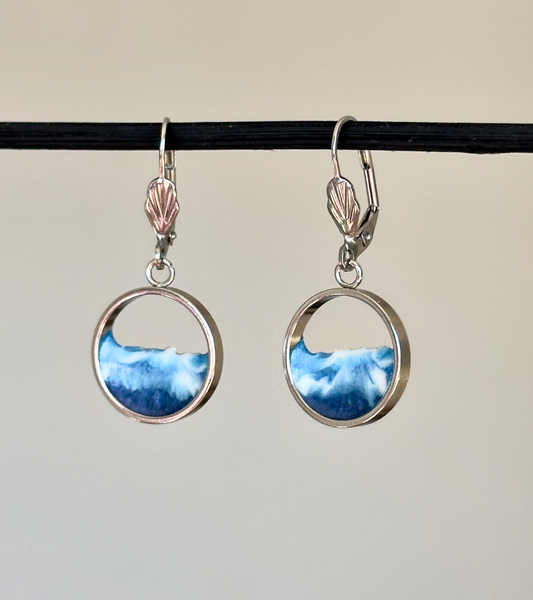 "El mar" Pendientes de acero inoxidable con olas