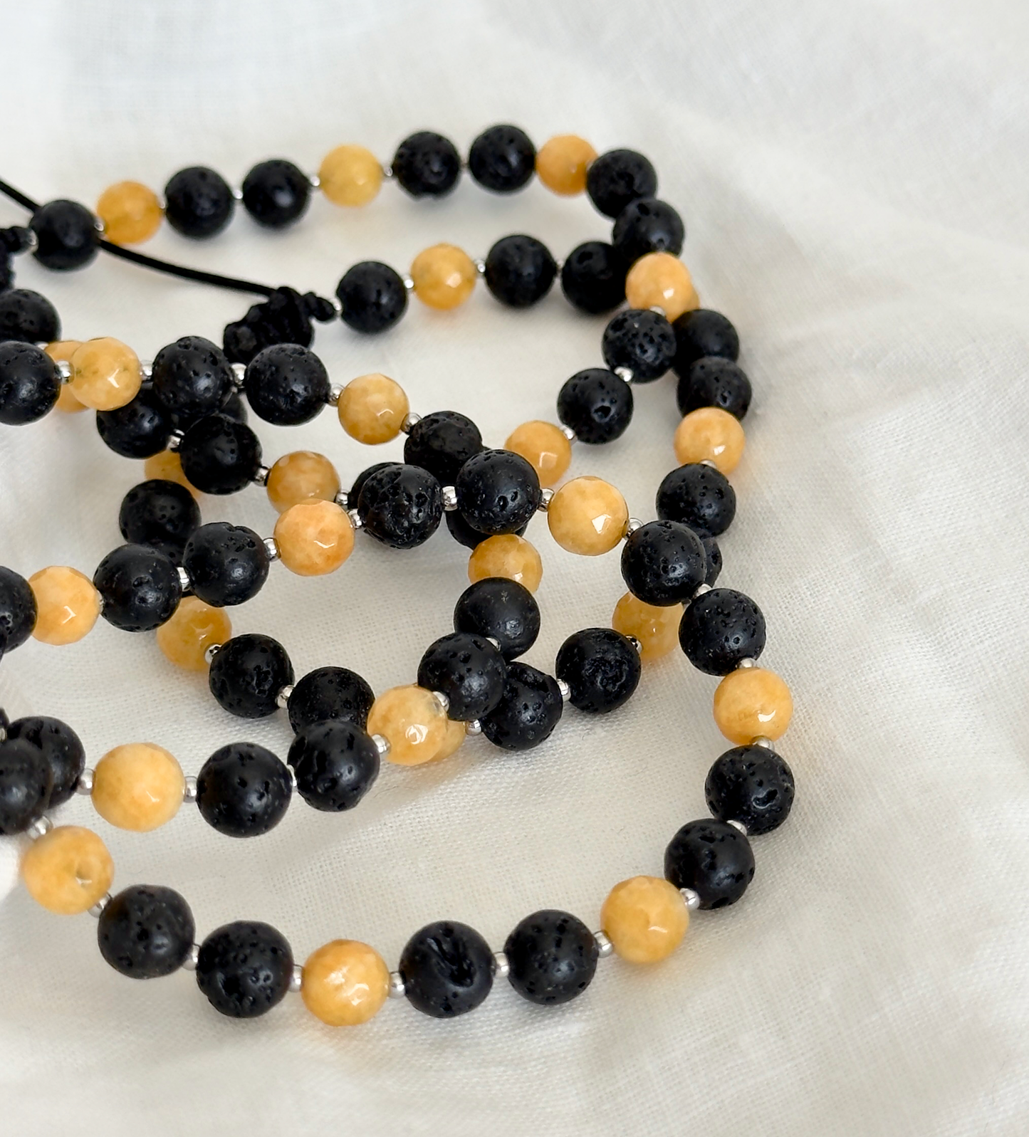Unisex macrame bracelet with lava stone and jade