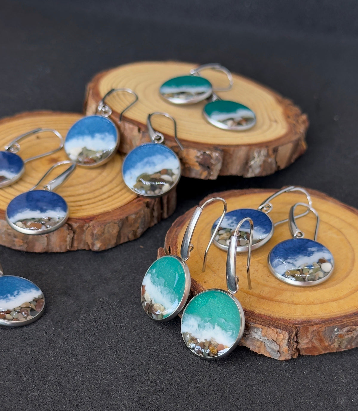 "The Sea" Stainless steel earrings with marine motifs