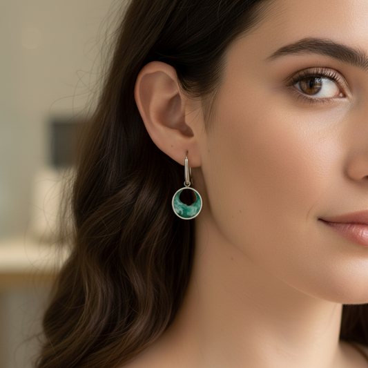 "El mar" Pendientes de acero inoxidable con diseño de olas