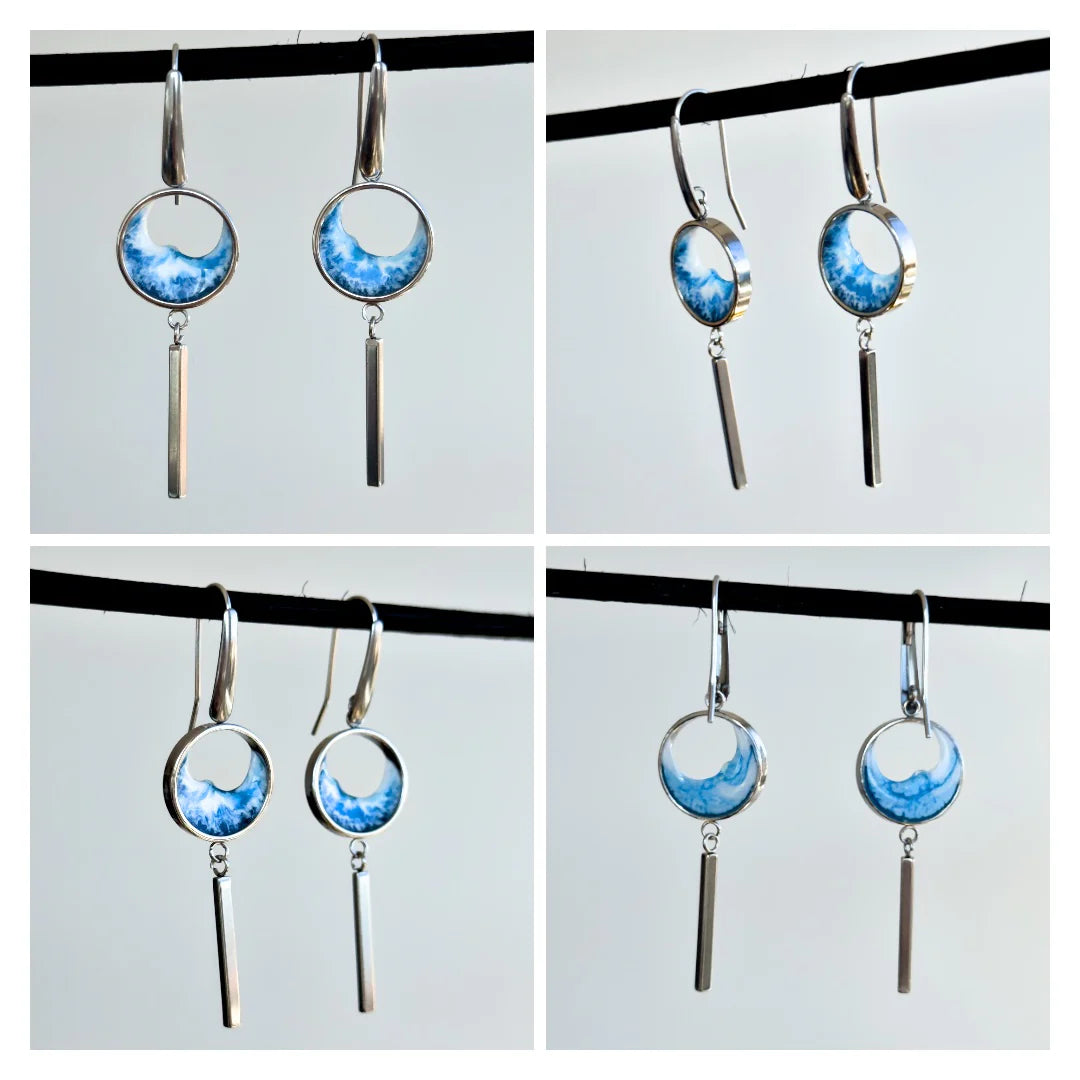 Pendientes de acero inoxidable con olas