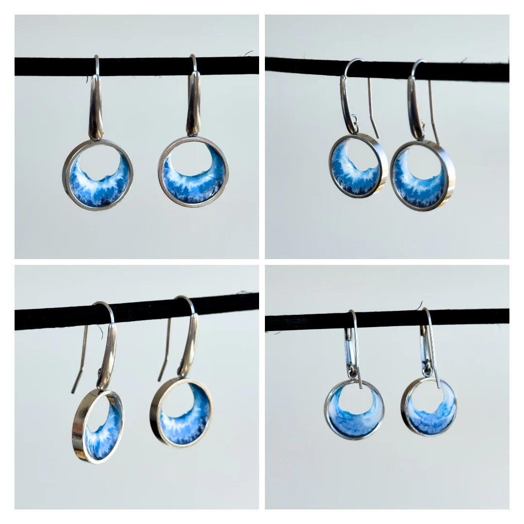 Stainless steel dangle earrings with waves