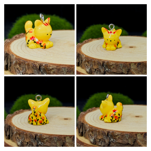 Todos los colgantes con miniatura de animal Gato y pintura a mano