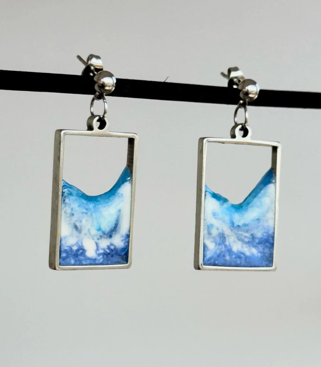 Pendientes de acero inoxidable con olas