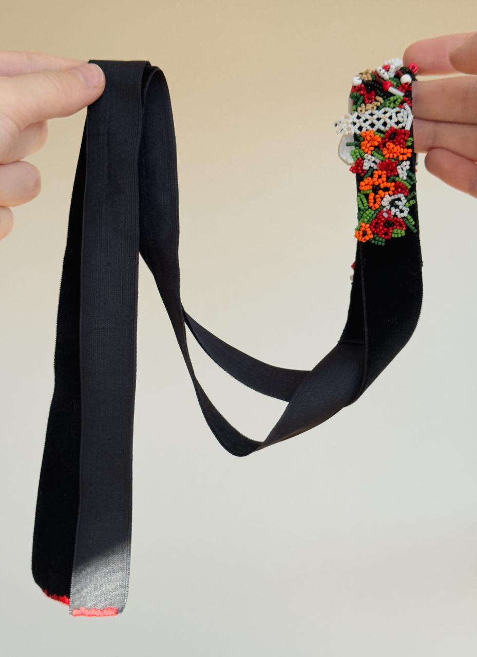 Gargantilla bordada con cuentas, gargantilla de terciopelo negro, cinta larga para el cuello