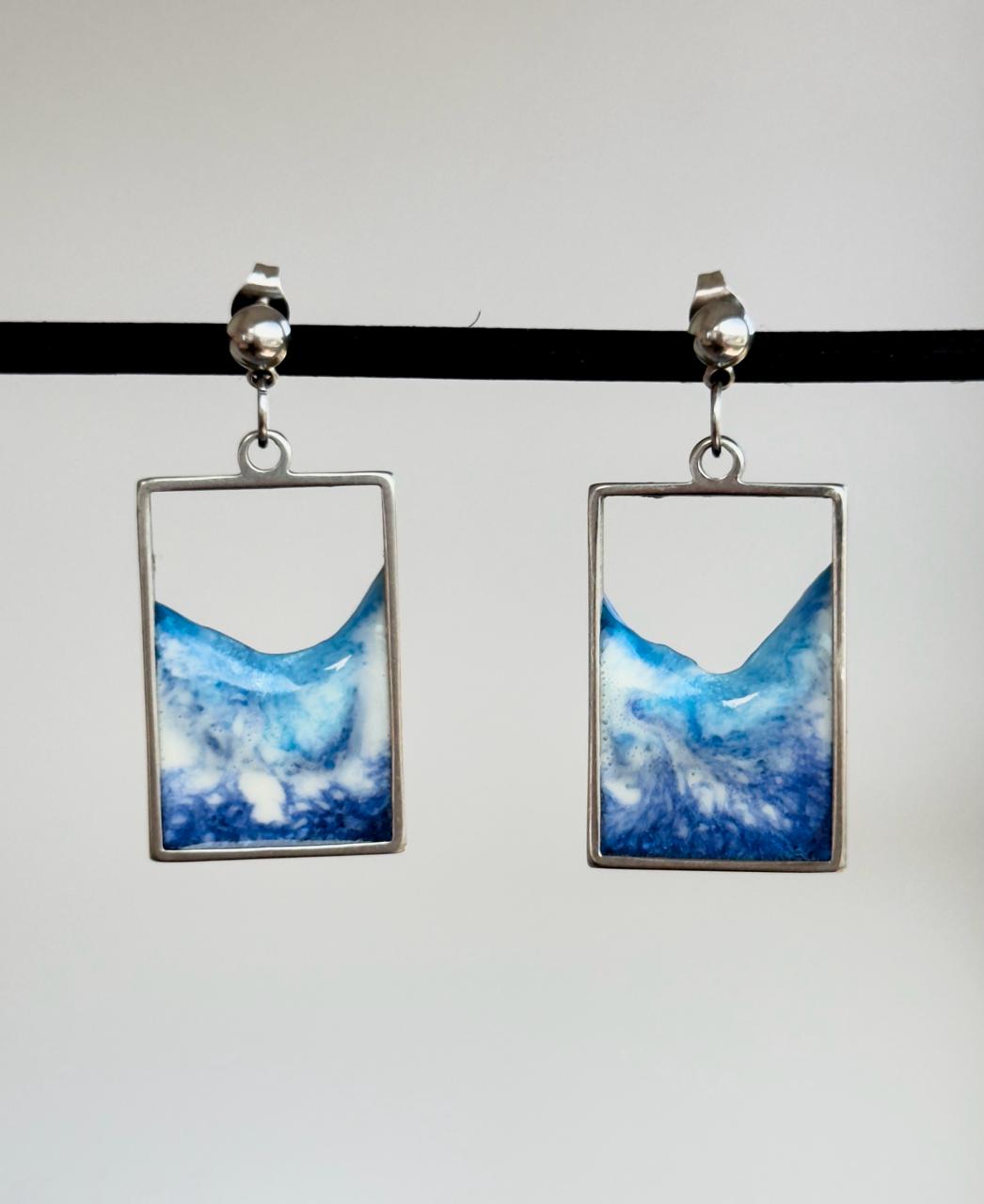 Pendientes de acero inoxidable con olas