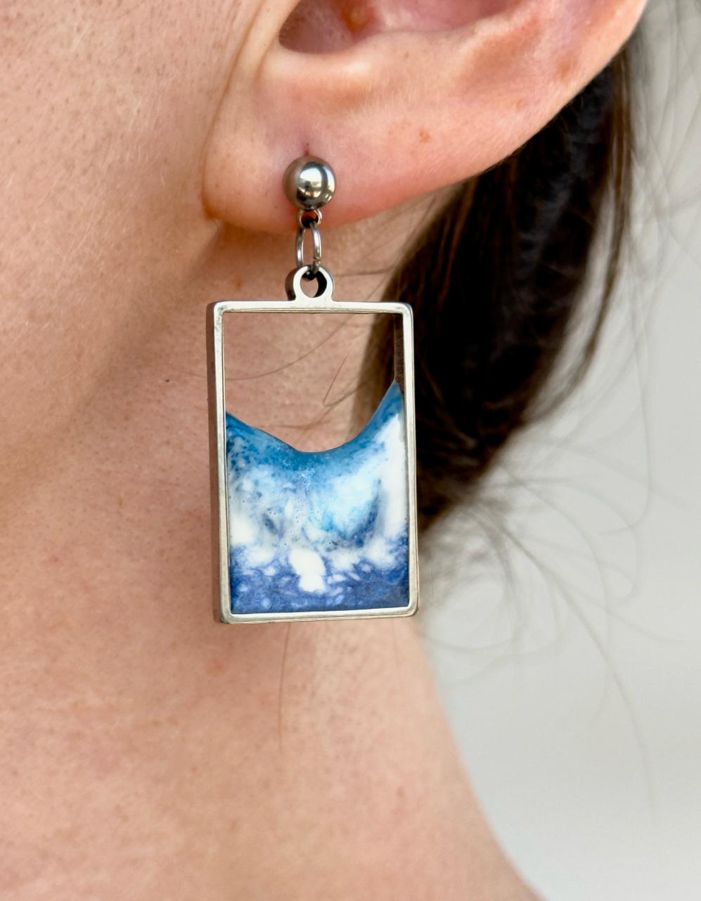 Pendientes de acero inoxidable con olas