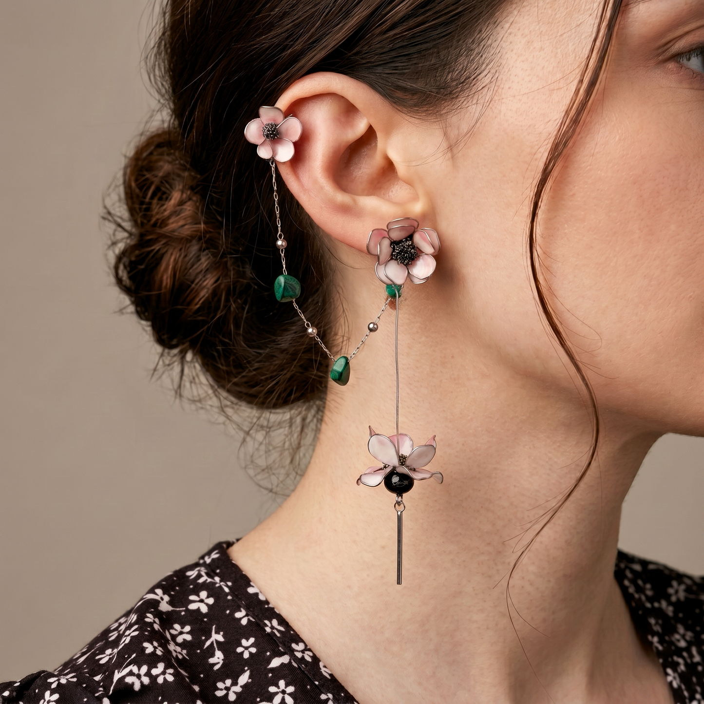 Pendientes largos con flores