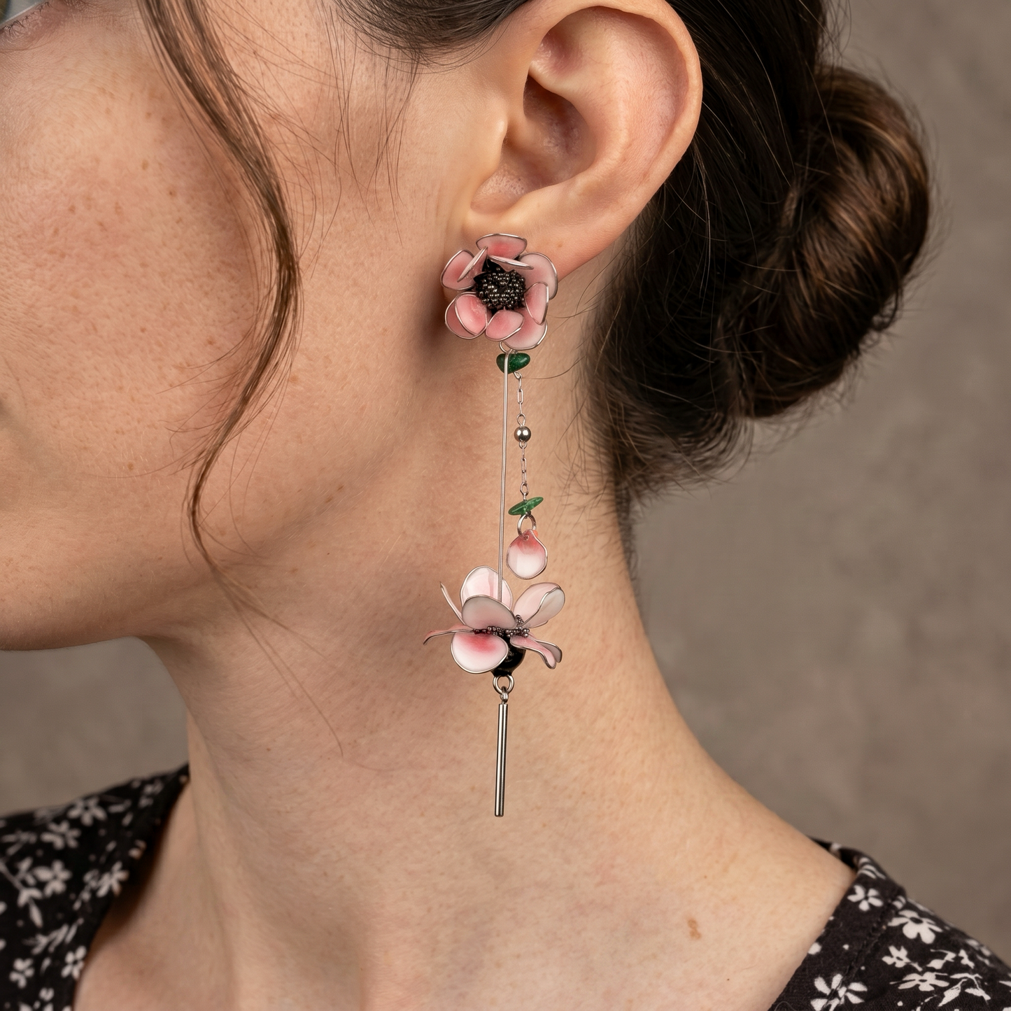Pendientes largos con flores