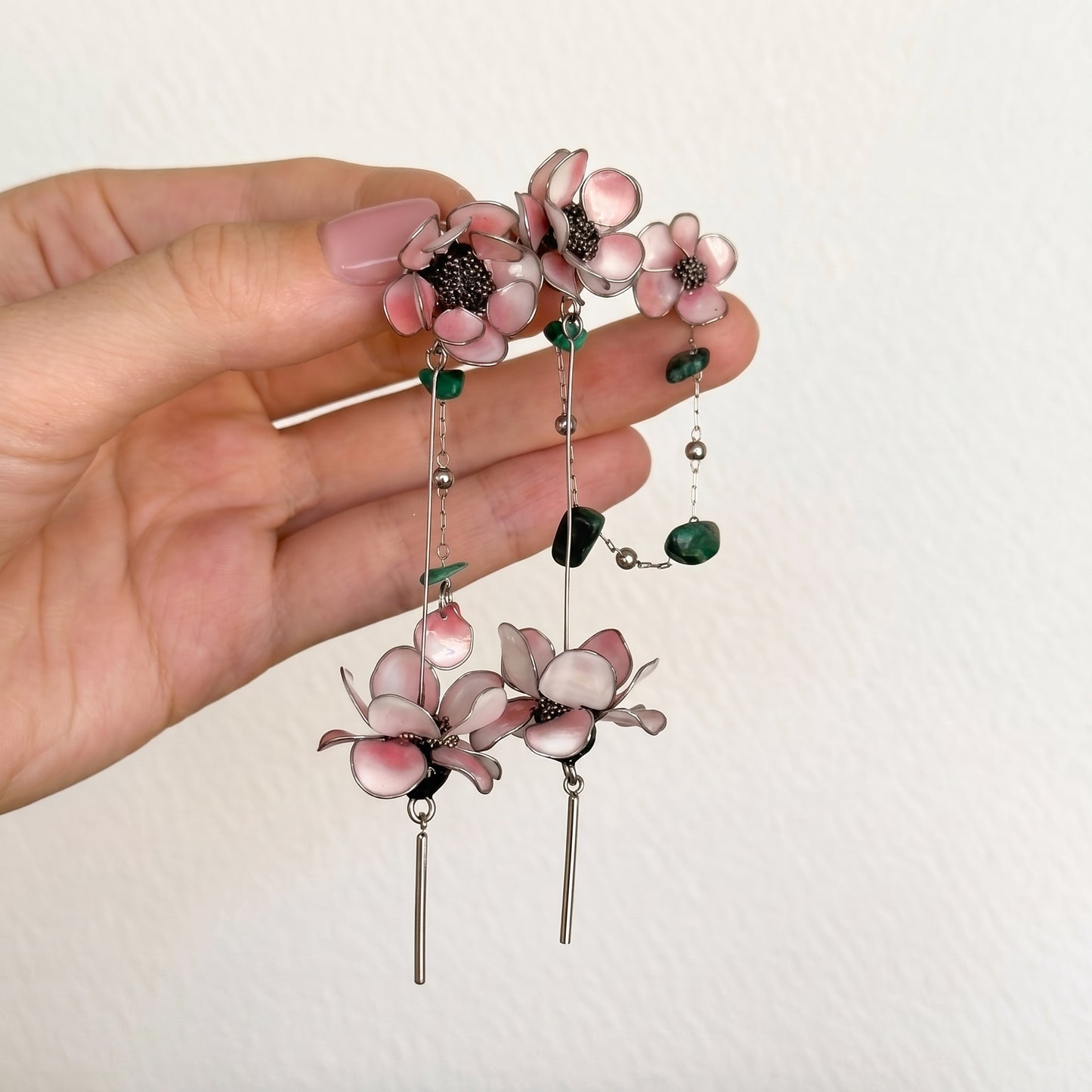 Pendientes largos con flores