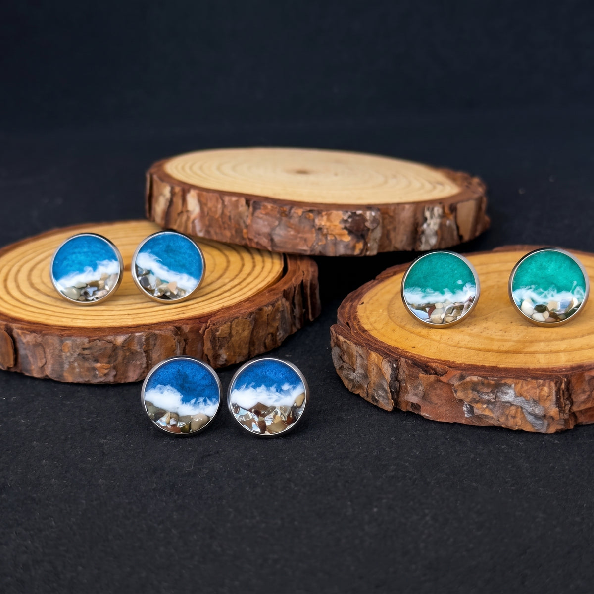 "El Mar" Stainless steel earrings with marine motifs