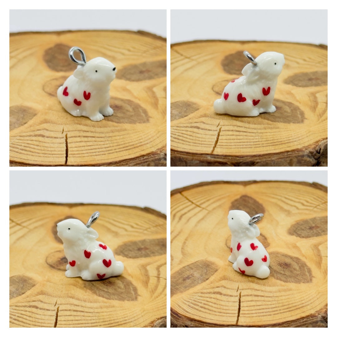 Todos los colgantes con miniatura de animal Conejo y pintura a mano