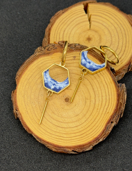 Pendientes de acero inoxidable con olas
