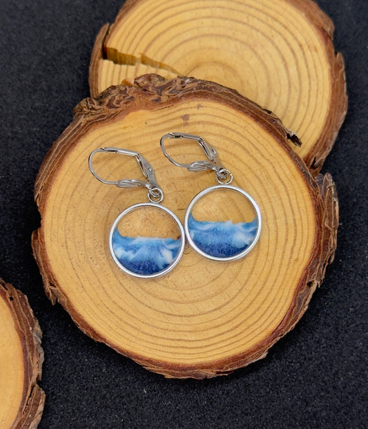 "El mar" Pendientes de acero inoxidable con olas