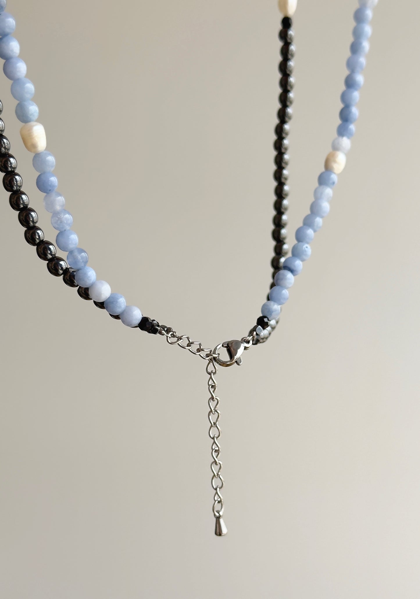 "Home" Necklace. Necklace with little houses and natural stones