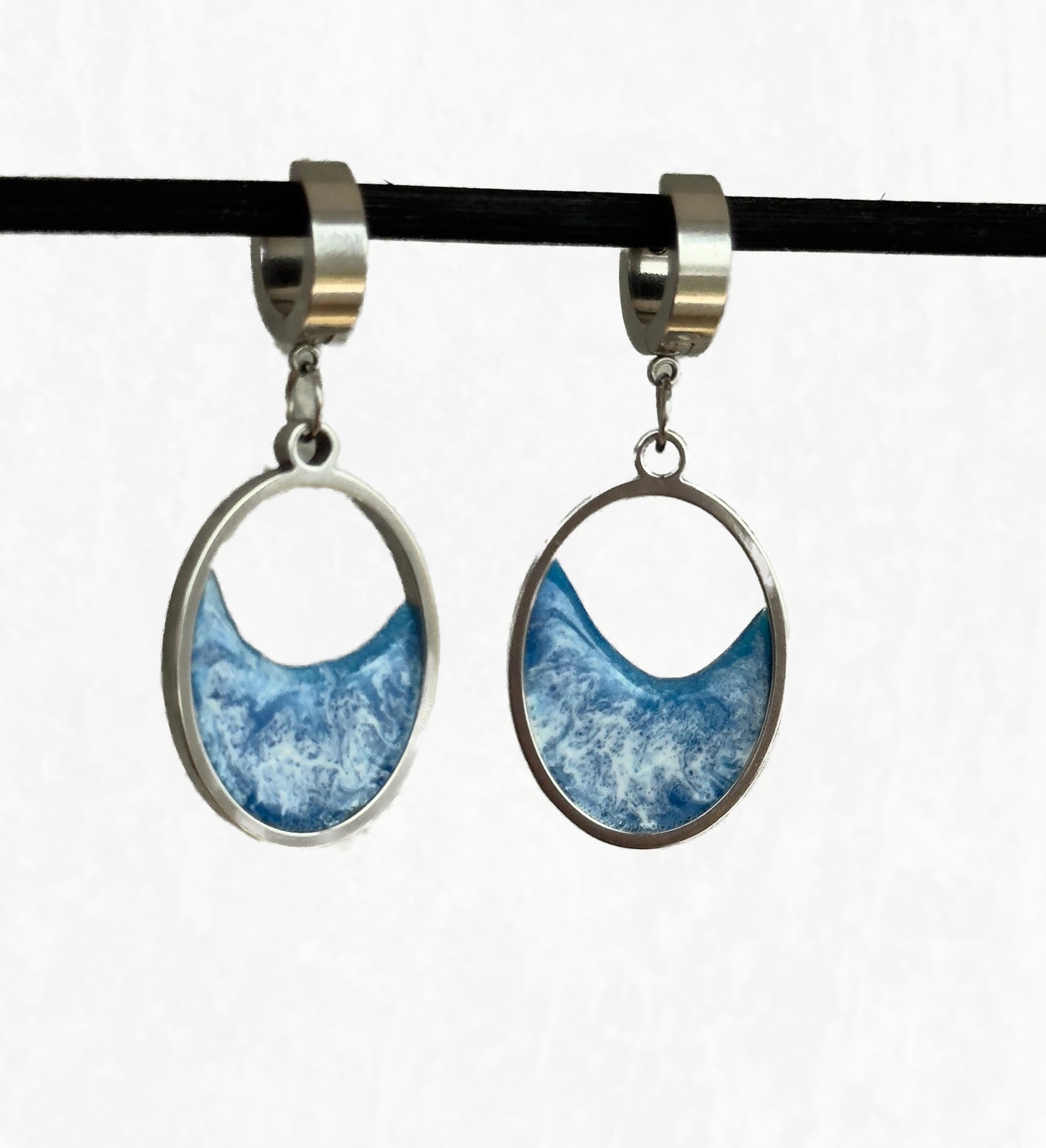 Pendientes de acero inoxidable con olas
