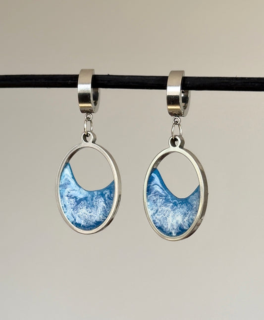 Stainless steel dangle earrings with waves