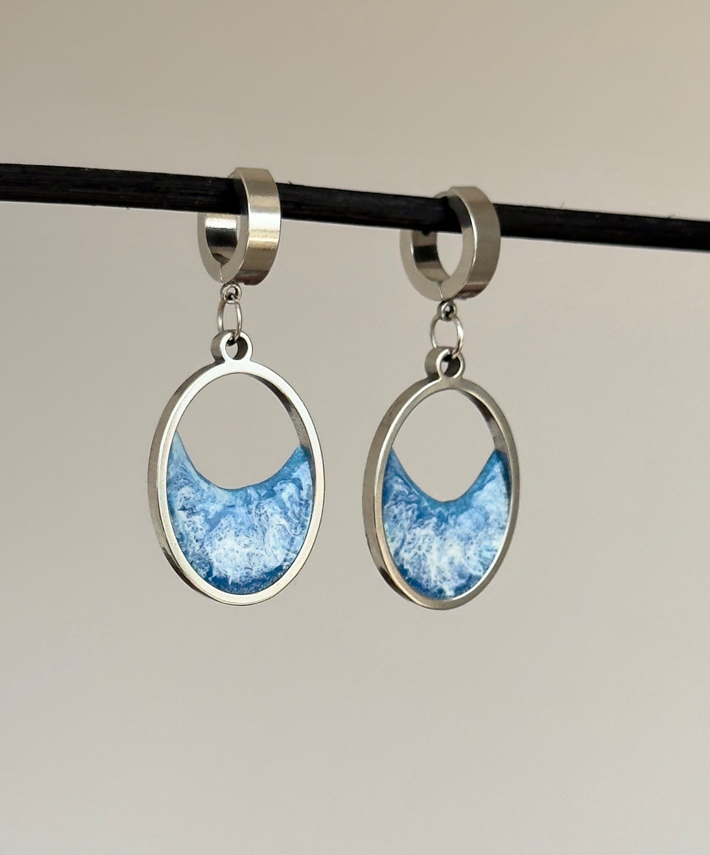 Pendientes de acero inoxidable con olas