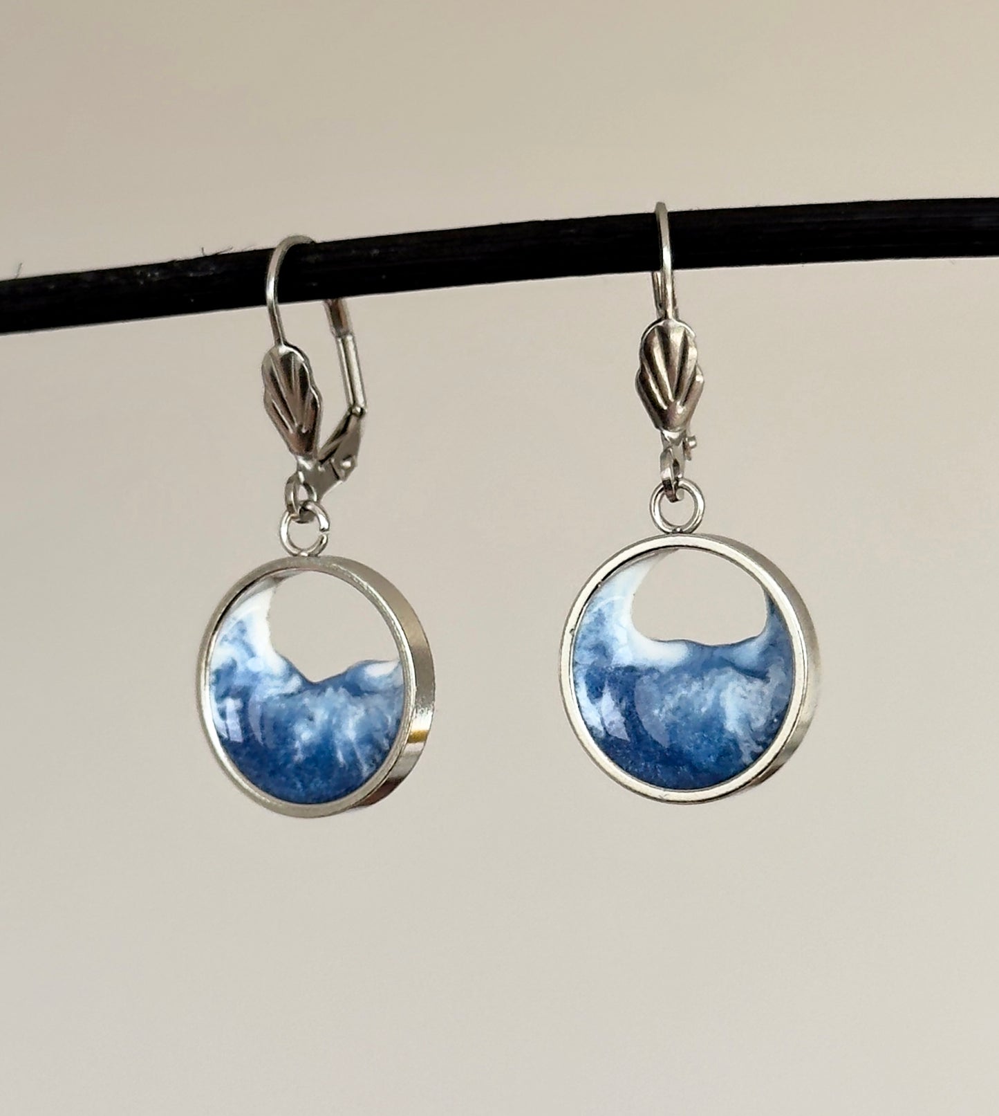 Stainless steel wave earrings