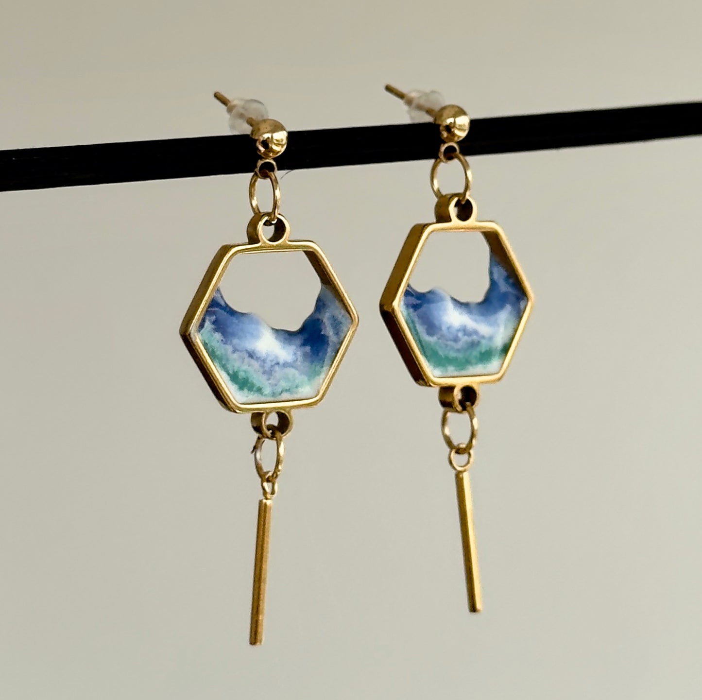 Pendientes de acero inoxidable con olas