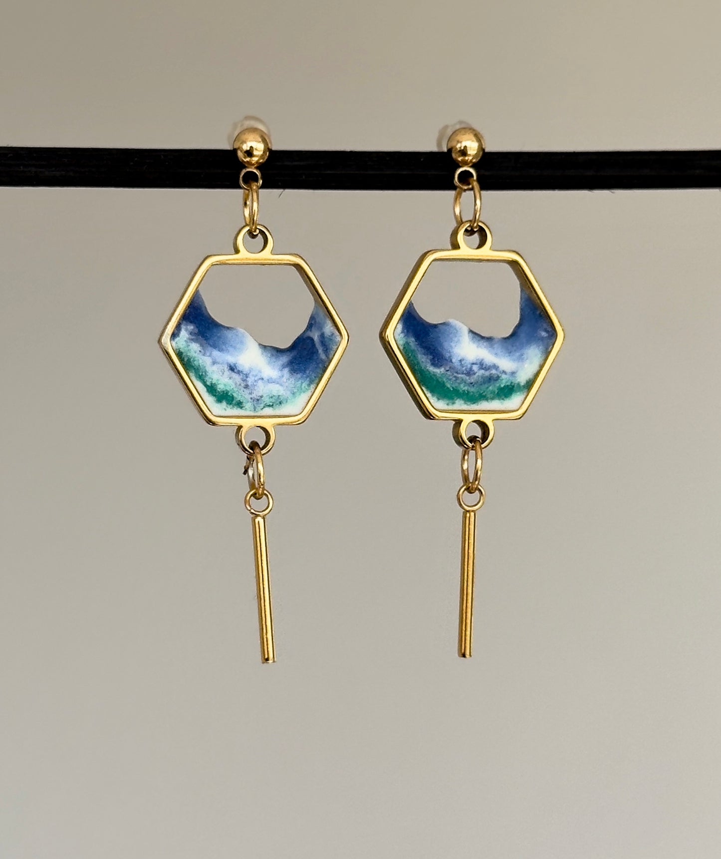 Pendientes de acero inoxidable con olas