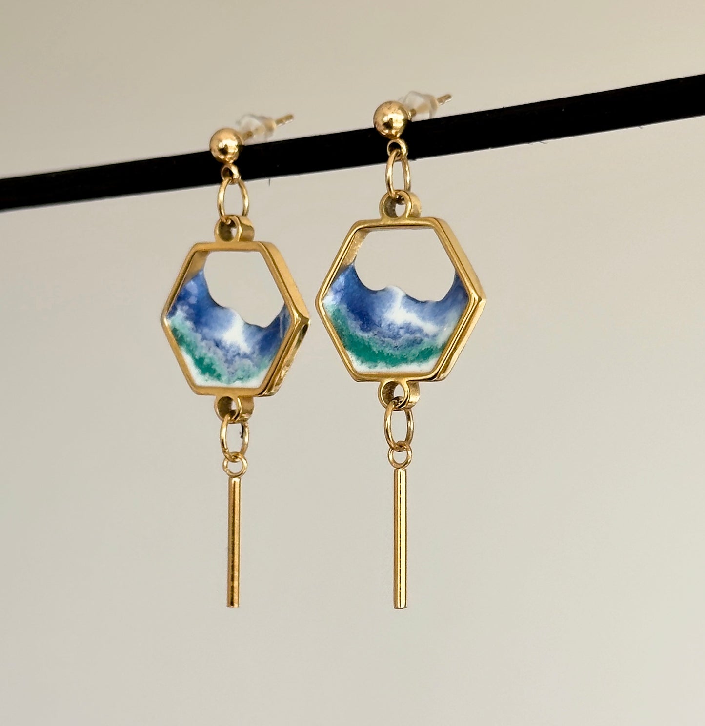 Pendientes de acero inoxidable con olas
