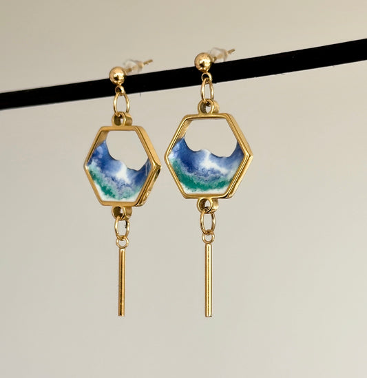 Stainless steel earrings with waves