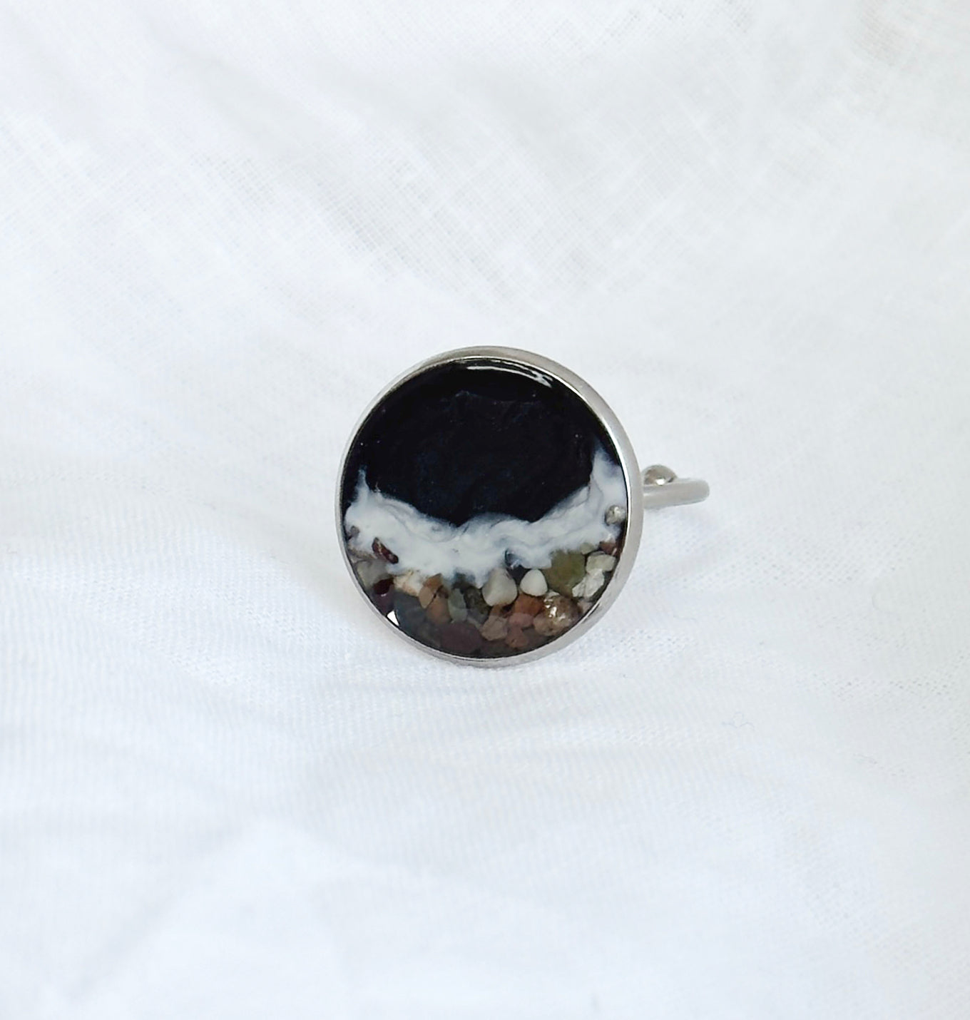 Anillo de acero inoxidable con motivos marinos