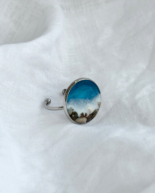 Anillo de acero inoxidable con motivos marinos