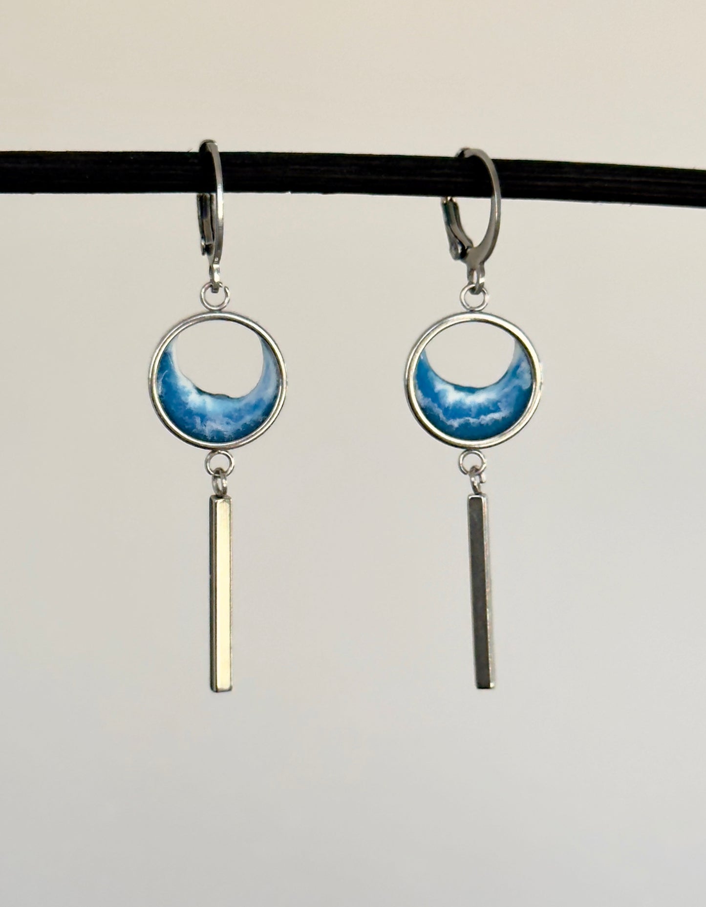 Pendientes de acero inoxidable con olas