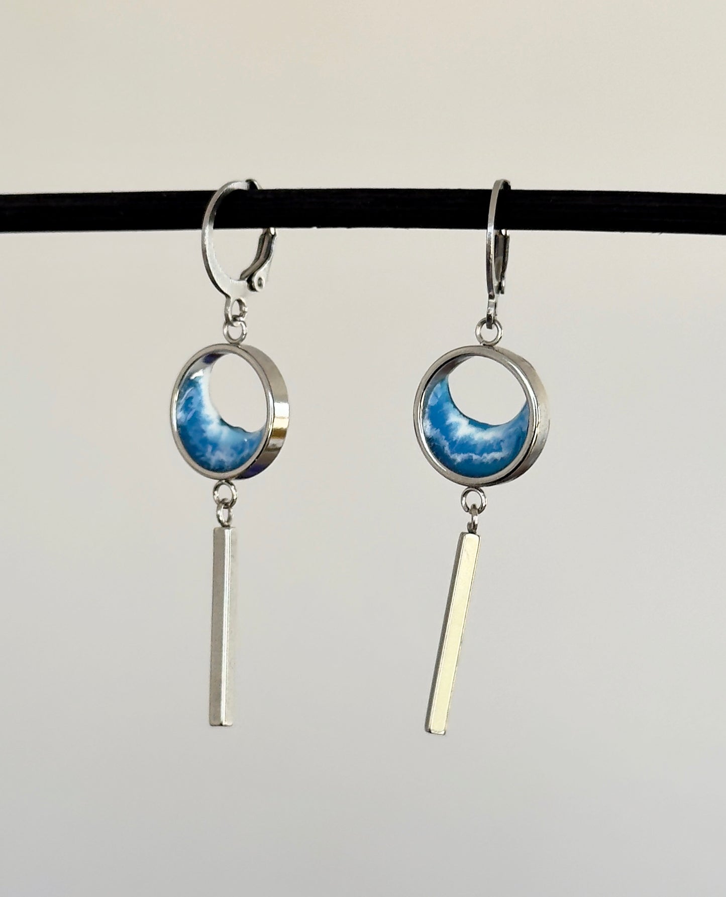 Pendientes de acero inoxidable con olas