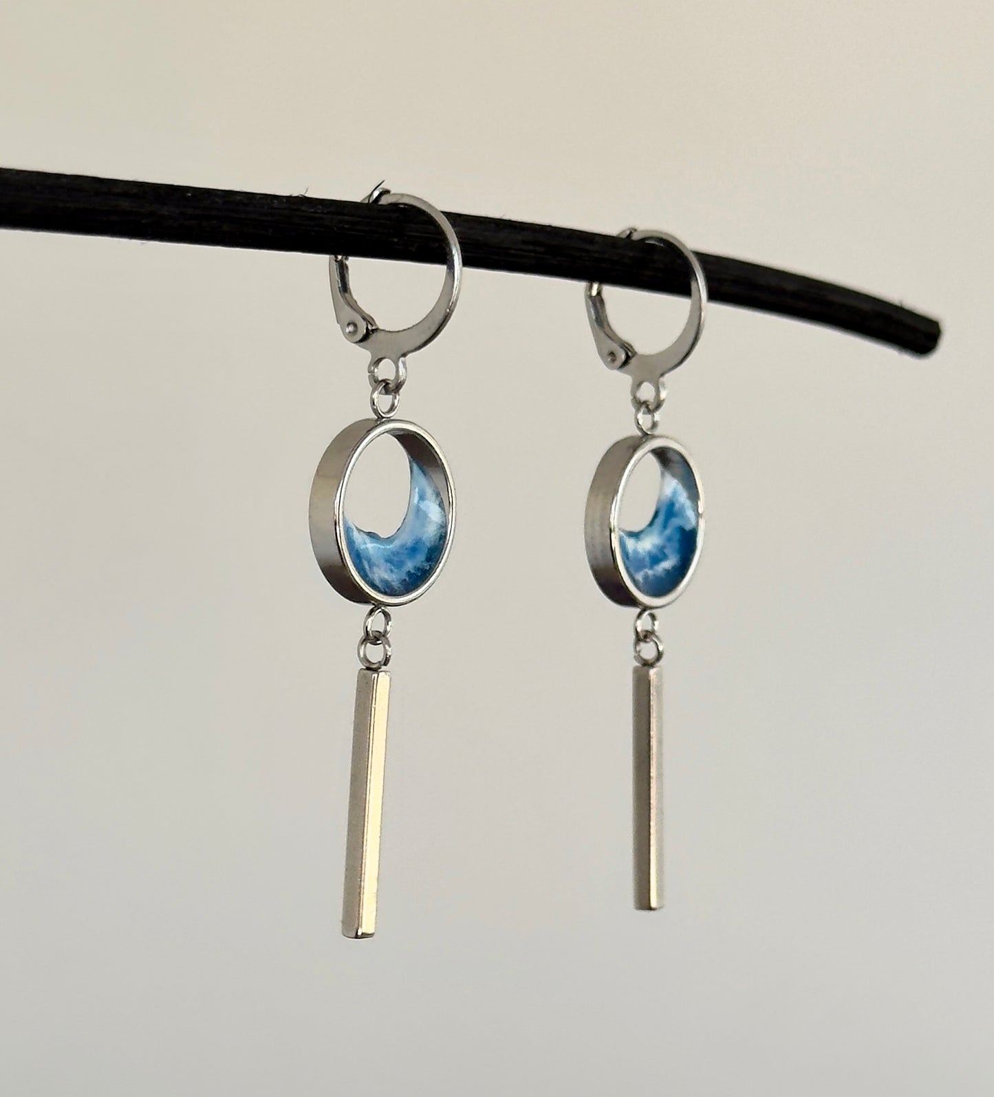 Pendientes de acero inoxidable con olas