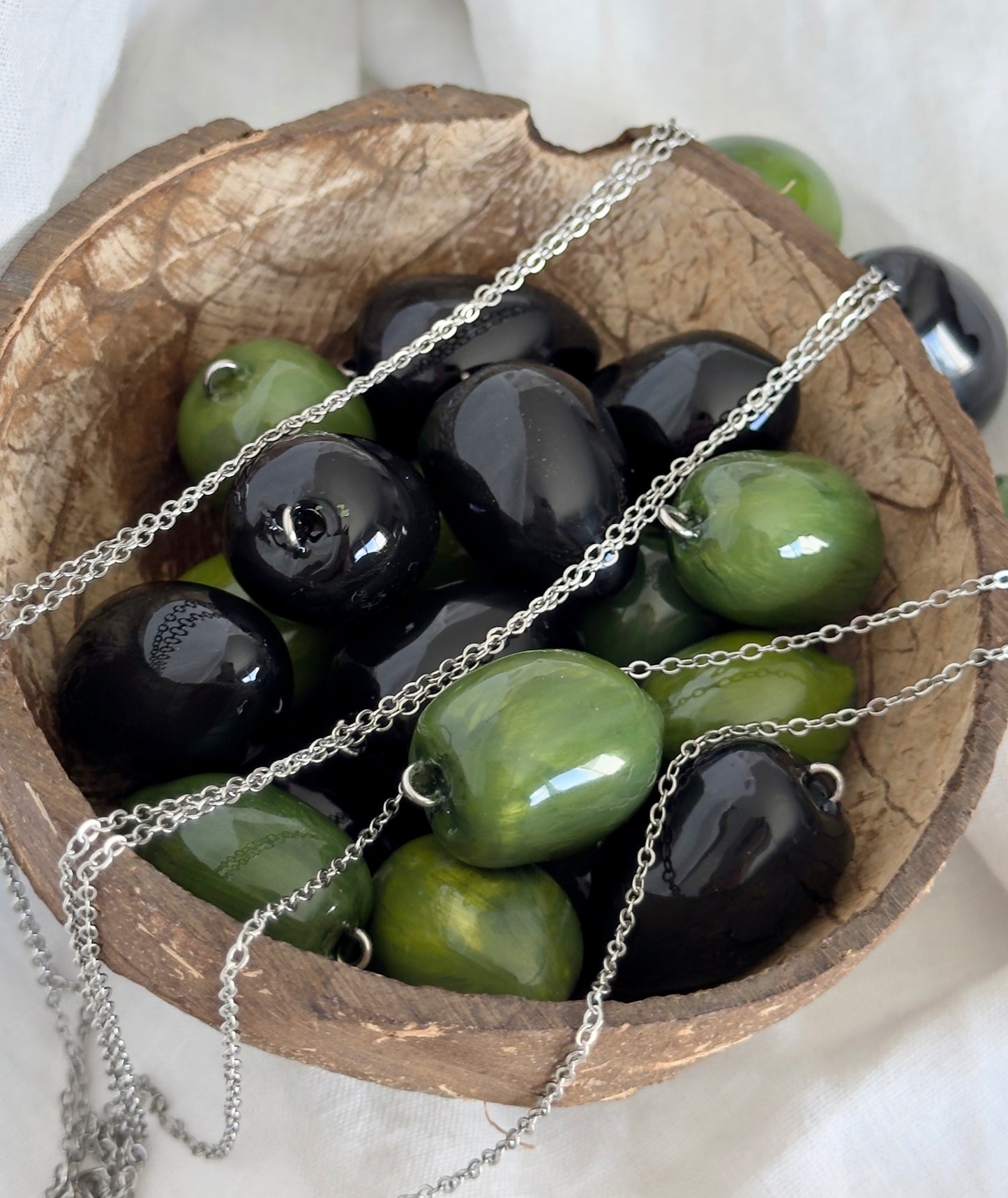 Charm de aceituna / Collar de aceituna de acero inoxidable