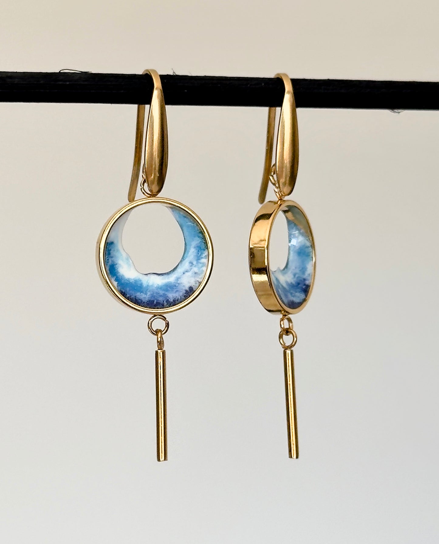 Pendientes de acero inoxidable con olas