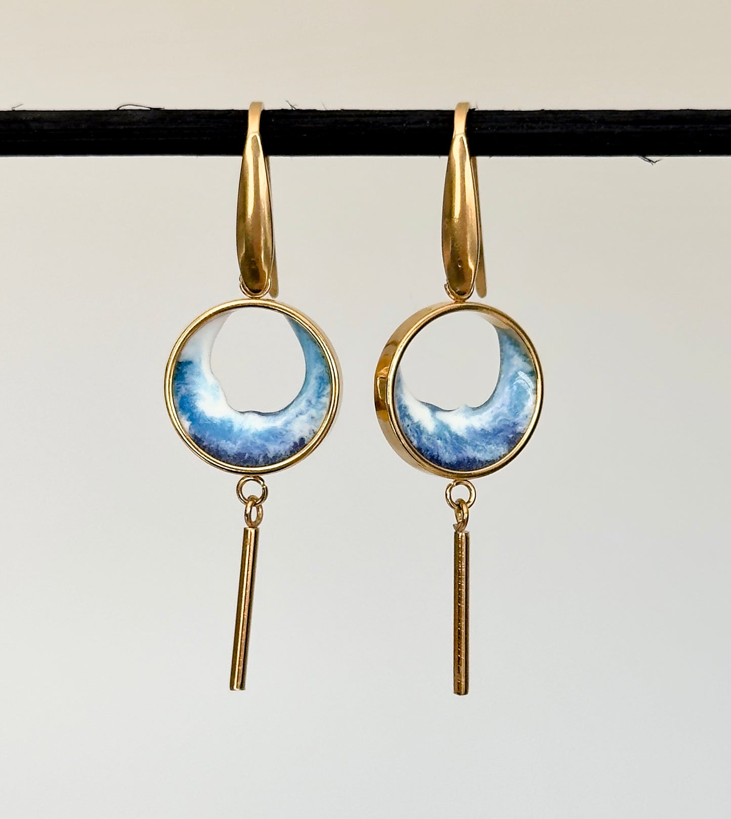 Pendientes de acero inoxidable con olas