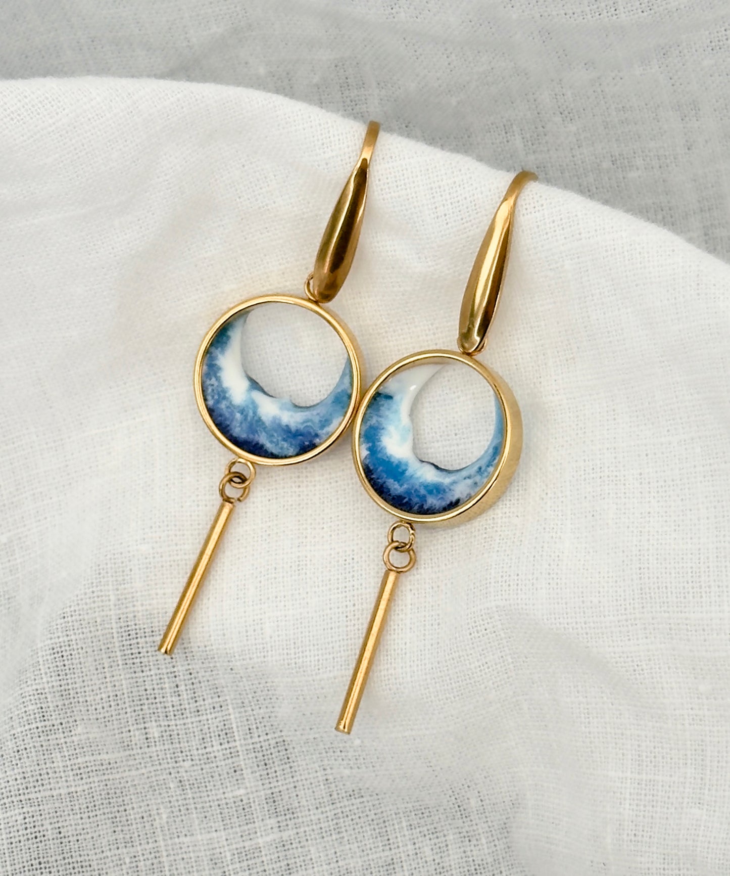 Pendientes de acero inoxidable con olas