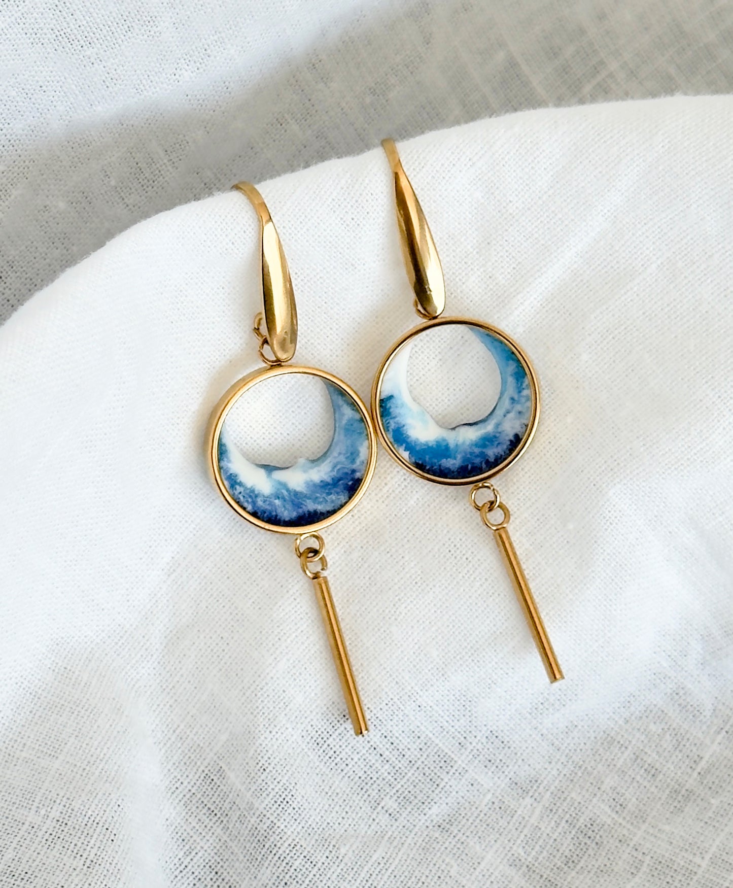 Pendientes de acero inoxidable con olas
