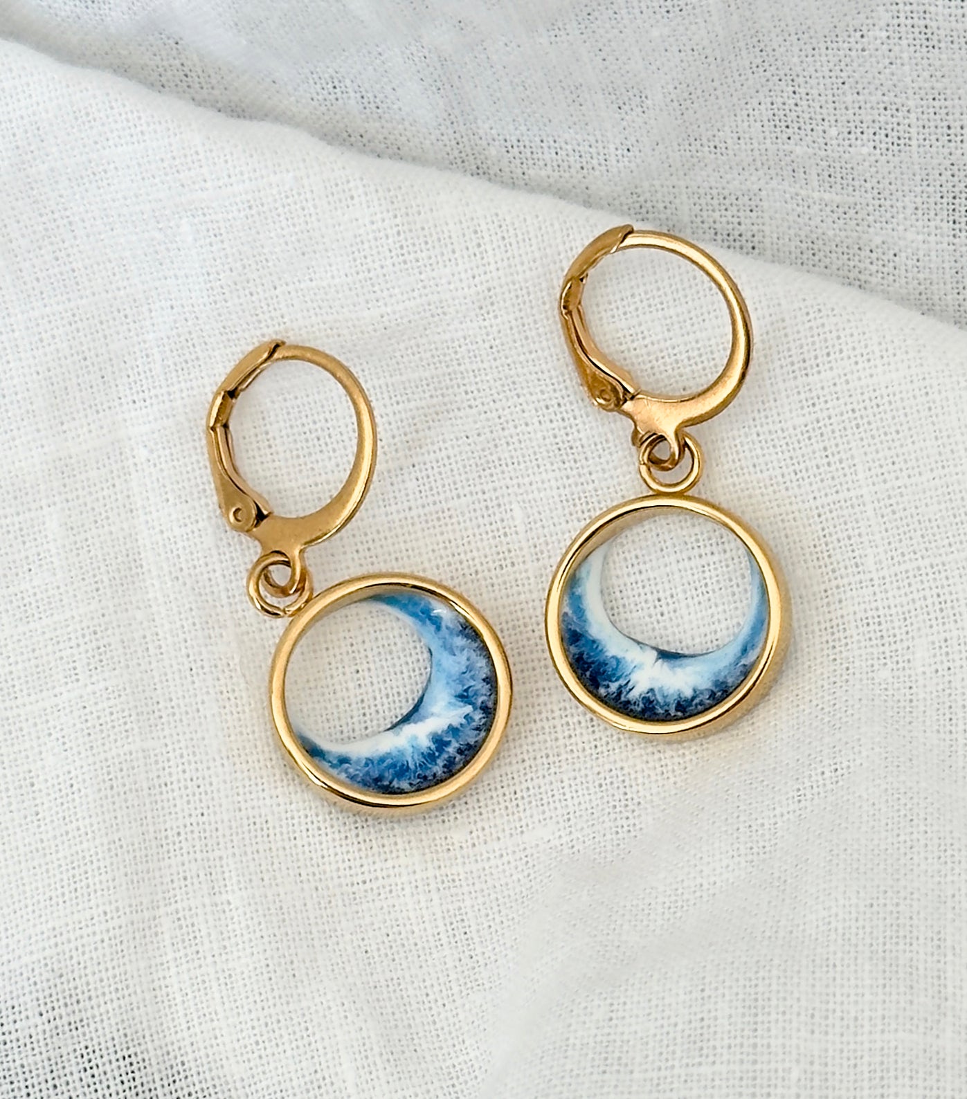 Pendientes de acero inoxidable con olas