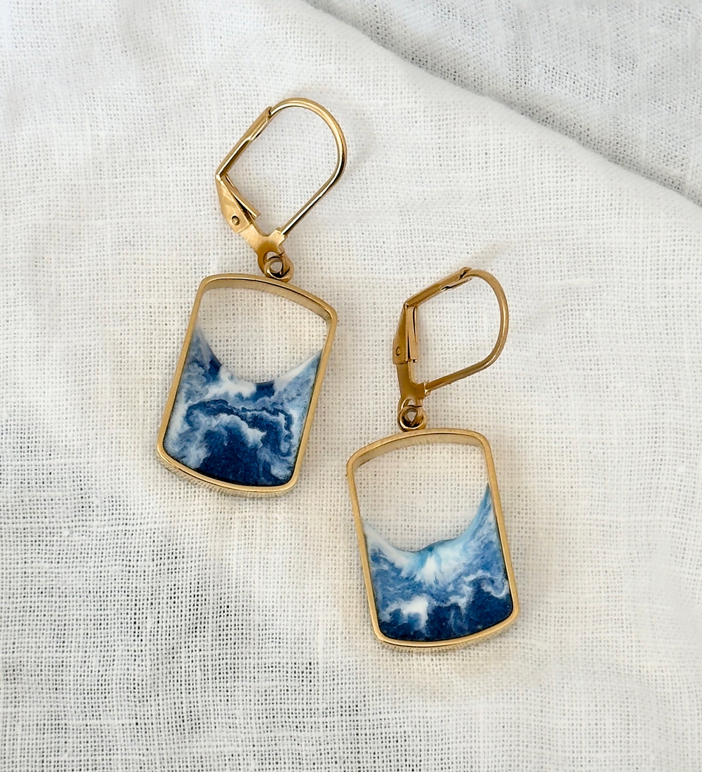 Pendientes de acero inoxidable con olas