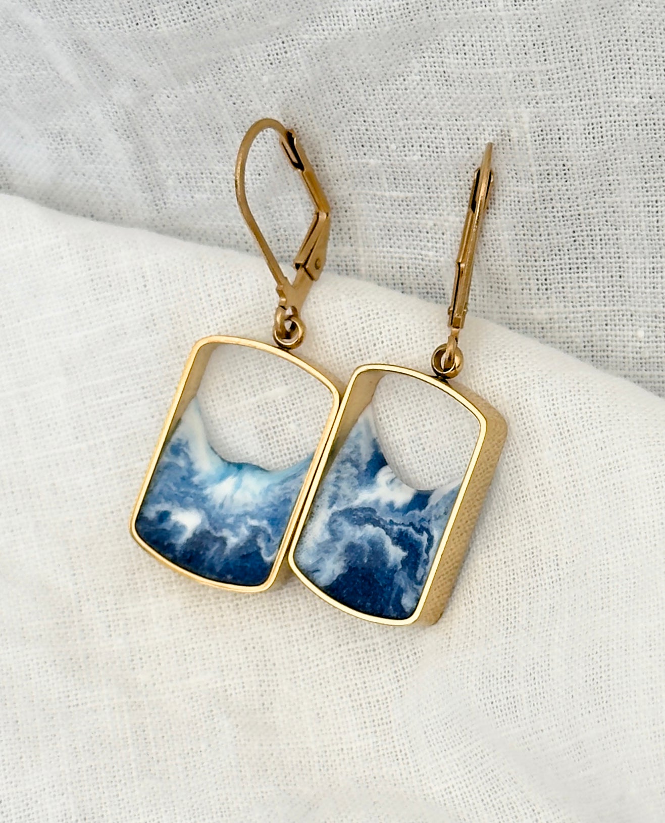 Pendientes de acero inoxidable con olas