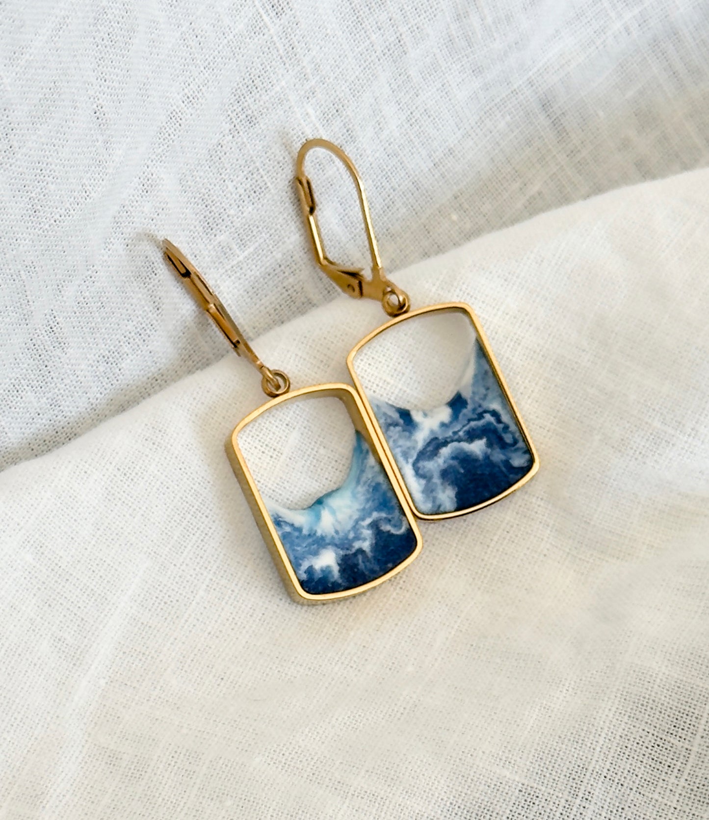 Pendientes de acero inoxidable con olas