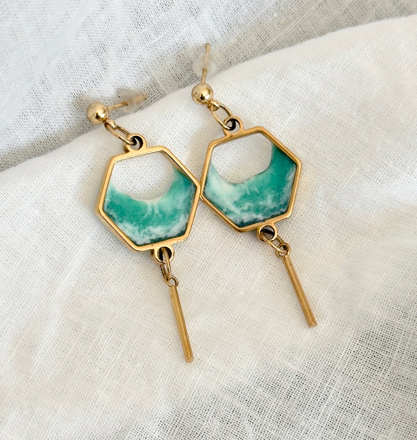 Pendientes de acero inoxidable con olas