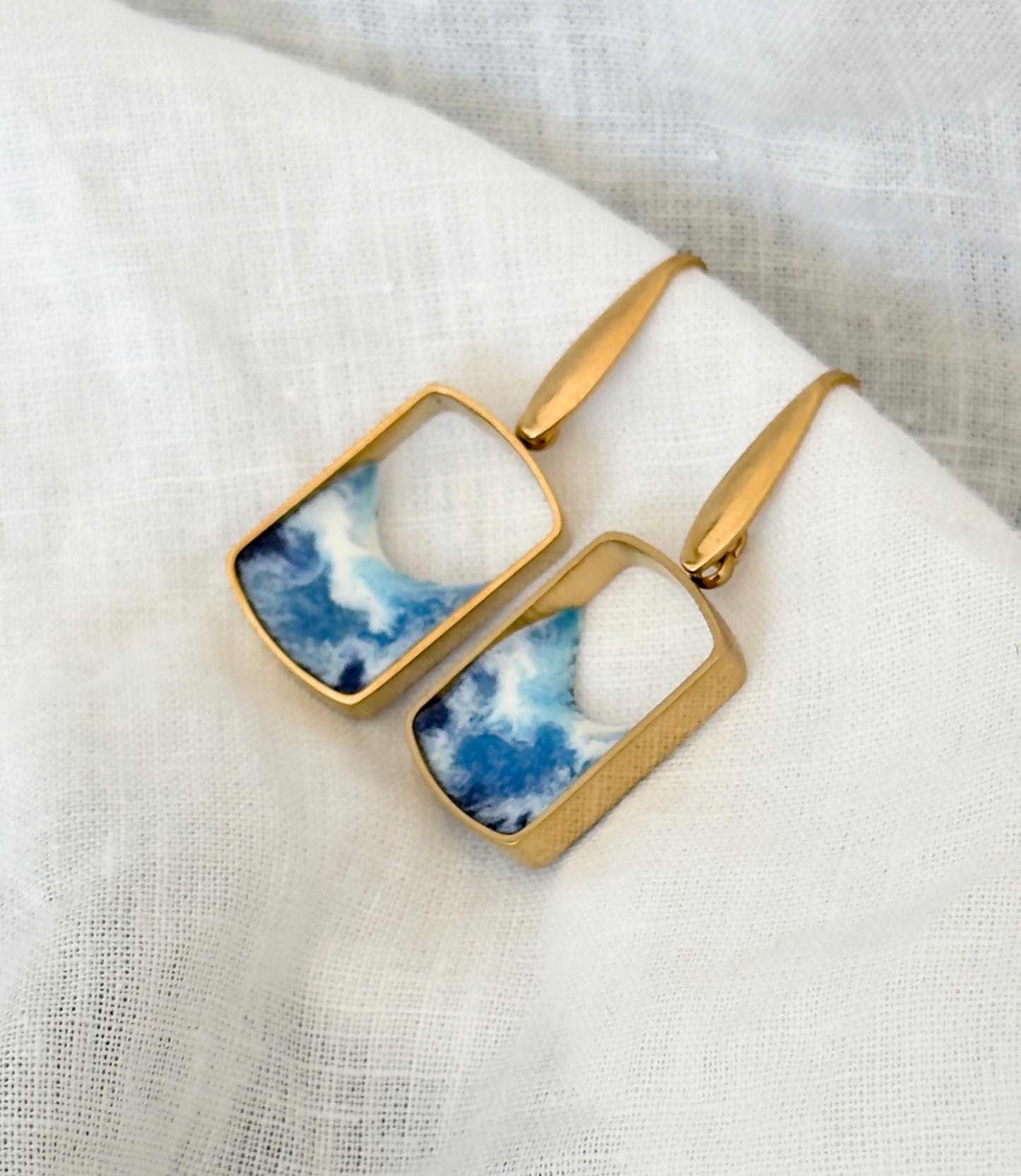 Pendientes de acero inoxidable con olas